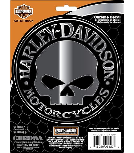 Car Emblem Harley-Davidson Skull Emblem Decal CHROMA 003279 In