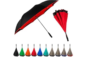 STROMBERGBRAND UMBRELLAS The Inversa Large 48" Reverse Self Standing Windproof Inverted Reversible Umbrella, Double Layer Canopy Lightweight Travel Umbrella For Women and Men, Portable Umbrella Reverse Close