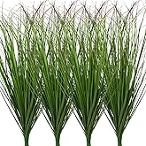 LUZOGA 12Pcs Artificial Grass Plants, Faux Shrubs Wheat Grass, Artificial Tall Grass Fake Plants for Outdoor Decor,Artificial Greenery Stems Weed for Room Indoor Home Decor(Green Red Tail)