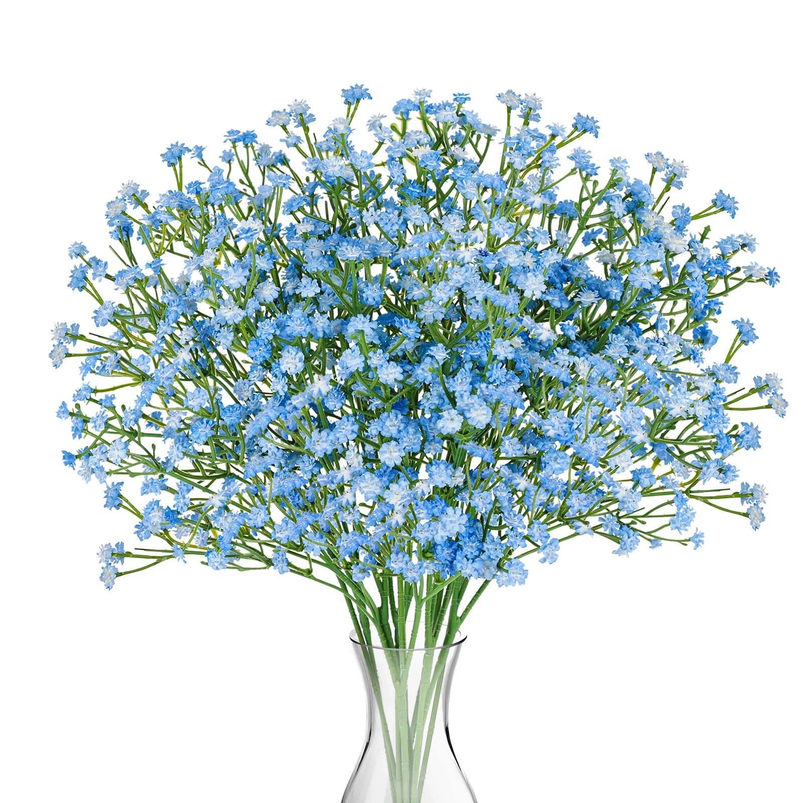 N&T NIETING Gypsophila Artificial Flowers, 10Pcs Baby Breath Flowers Artificial Fake Gypsophila for DIY Wedding Bouquet Party Table Centerpieces Flower Arrangements and Home Decor(Blue)