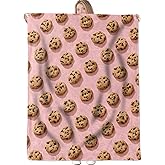 Chocolate Chip Cookie Throw Blanket Gifts for Women Girls Kids Adults, 50x60 in, Flannel Blankets for Bedroom, Camping, Couch, Room Decor, Fuzzy Warm Cozy Soft
