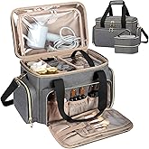 GDNasist Large Makeup Bag, Portable Travel Makeup Bag Organizer for Women Girls with 2 Removable Pouches & Detachable Dividers, Cosmetic Travel Bag, Toiletry Bag for Makeup and Hair Supplies Grey