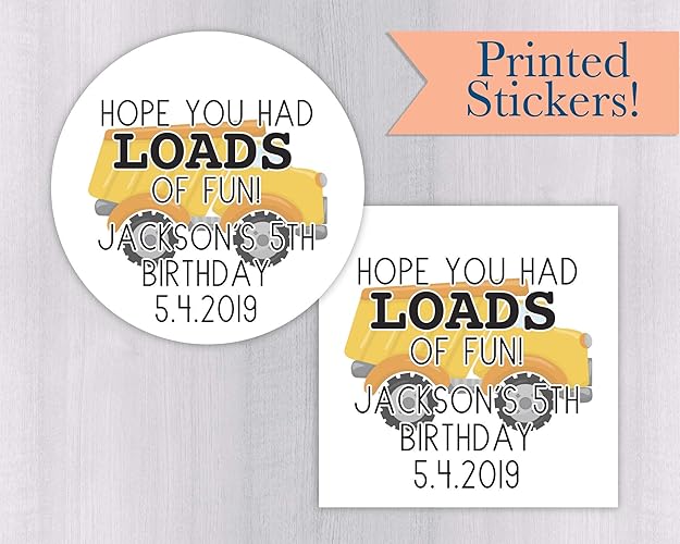 Amazon.com: Construction Themed Party Favor Labels/Stickers (#645-2-WH): Handmade