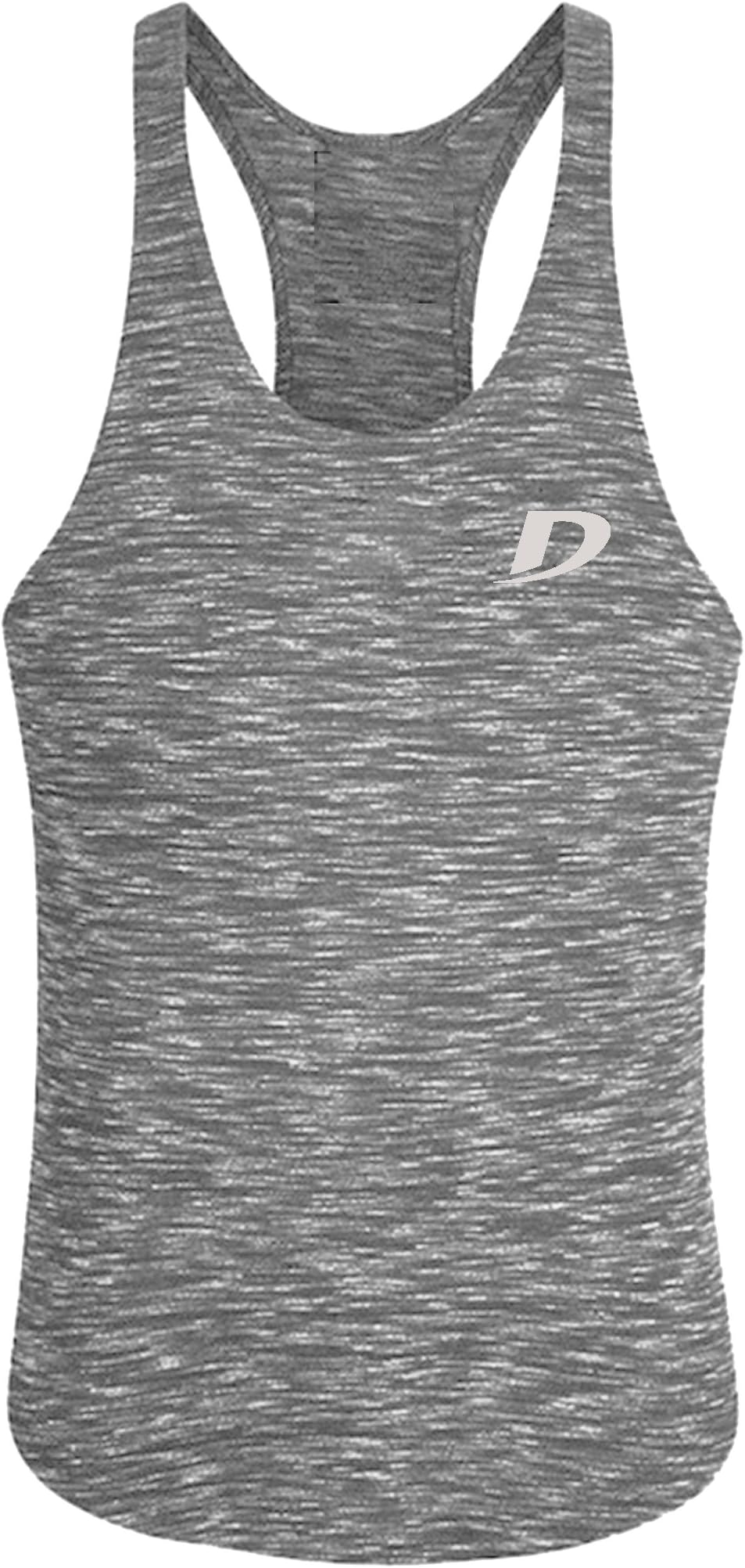 Decisive Fitness Melange breathable fabric Y Back Stringer/Racerback Vest (Small, Grey)