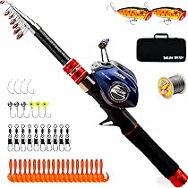 Kit De Pêche Complet THKFISH – Canne Télescopique, Moulinet, Sac à Dos, Leurres, Pinces, Pince à Lèvres