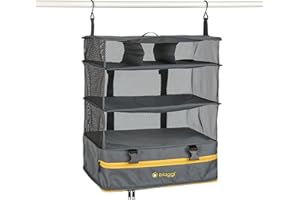 B BIAGGI Biaggi Hangmates 3-Tiered ZipCube - Hanging Shelf Cube with Packing Compartments for Travel Organization - Lightweight and Durable - Dimensions 19”x 16” x 11.5” Opened - LARGE