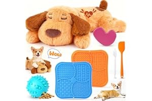 PatsFran Heartbeat Puppy for Dogs, Lick Mats & Treat Ball– All-Round Calming Kit for Anxiety Relief, Sleep Aid & Behavior Training, Puppy Essentials to Keep Them Busy（4 Pcs）