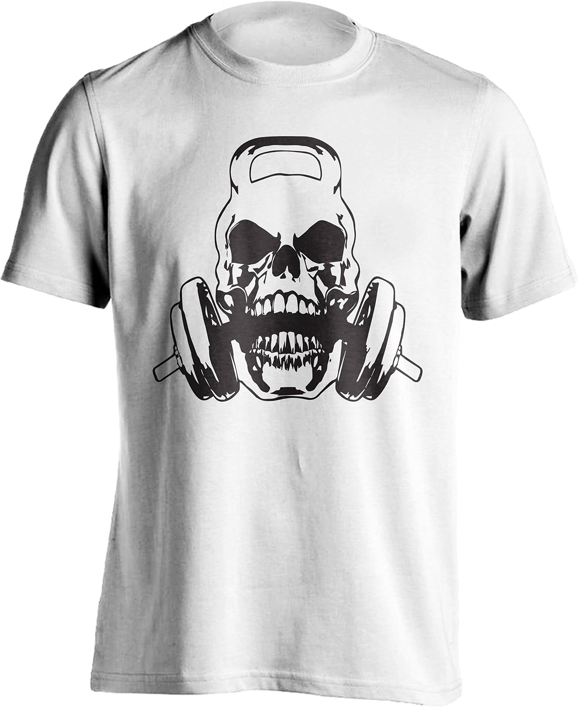 Victory Ink Men's Weight Lifting Skull T-Shirt Athletic Sports Fitness Gym Tee Shirt