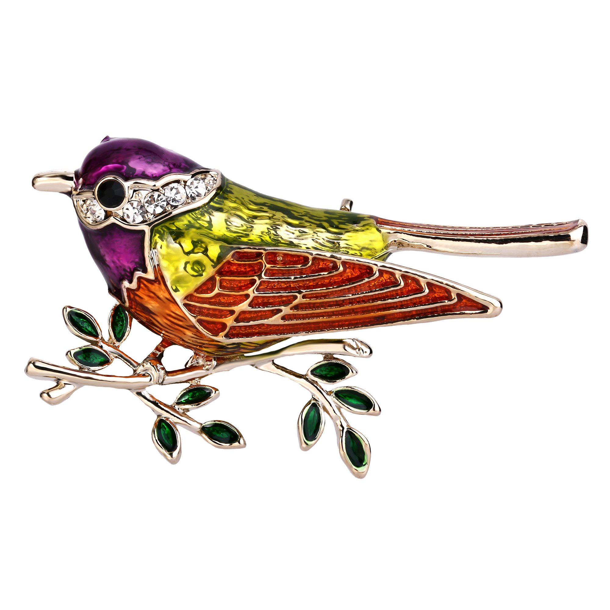 Ever Faith Austrian Crystal Multicolor Enamel Cute Sparrow Bird Animal Brooch Multicolor Gold-Tone