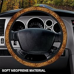 Wood Grain Print Steering Wheel Cover, Non-Slip