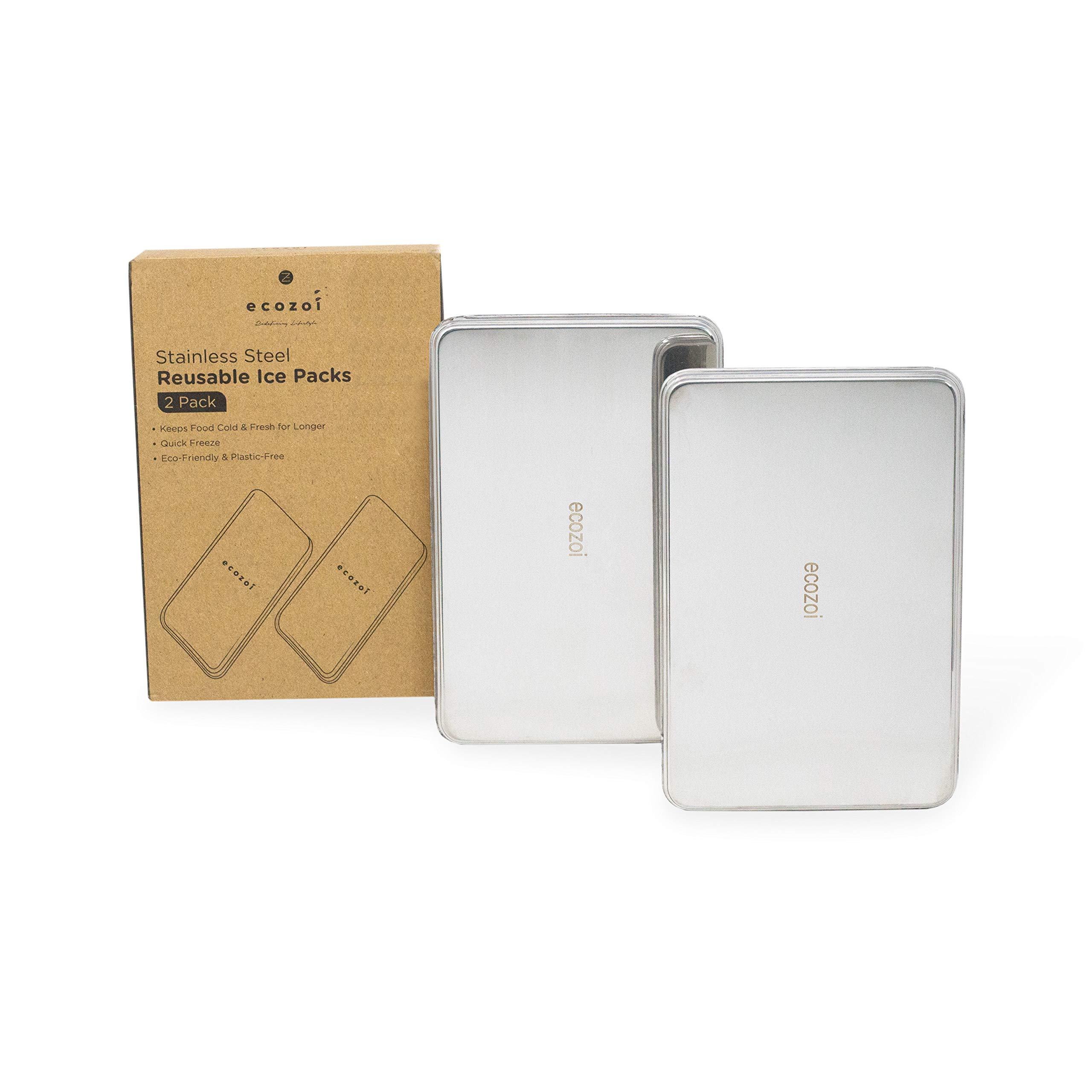 Photo 1 of ecozoi Stainless Steel Lunch Chillers - Ice Packs for Lunch Bags, Lunch Boxes, Bento Boxes and Coolers - 2 Pack, Plastic-Free and Sustainable