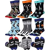Haysandy 6 Pairs Men Music Socks Guitar Casual Dress Socks Instruments Crew Foot Cover Music Lover Gifts for Valentines