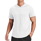 PINSPARK Short Sleeve Hoodies for Men Lightweight Pullover - Quick-Dry Athletic Hooded T-Shirt for Gym Workout Fitness