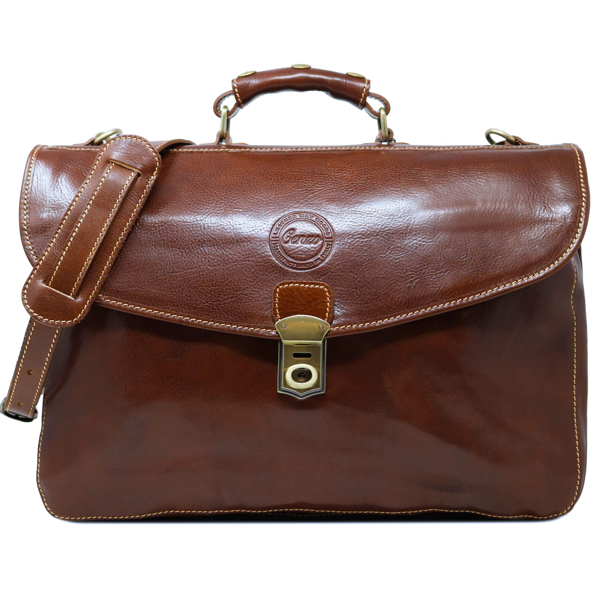 Cenzo 4050 Italian Leather Briefcase Attache Buy Online in United Arab
