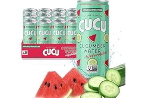 CUCU Cucumber Water + Watermelon Water – Natural Hydration from Cucumbers with Vitamin C, Electrolytes & Antioxidants – No Sugar Added, Non-GMO – 12 Pack, 11 fl oz Cans