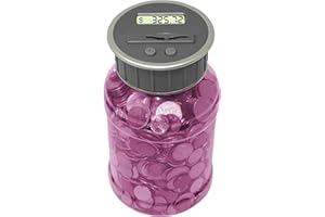 TEACHER'S CHOICE Digital Coin Bank Savings Jar - Automatic Coin Counter Totals all U.S. Coins including Dollars and Half Dollars - Original Style, Transparent Pink Jar