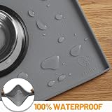 Hubulk Dog Feeding Mat 24x16 0.5in Grey Silicone Waterproof Non-slip view 4