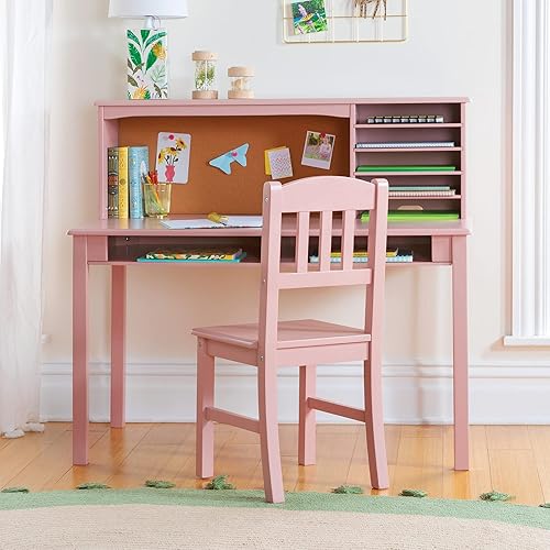 Guidecraft Kids Media Desk, Hutch and Chair Set Pink: Student's