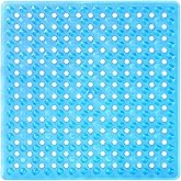 Yimobra Square Shower Floor Mat Non Slip, 21"x21" Machine Washable Bath Tub Mat, Soft on Feet, Bathmat with Drain Holes and Suction Cups, Fast Draining, Clear Blue