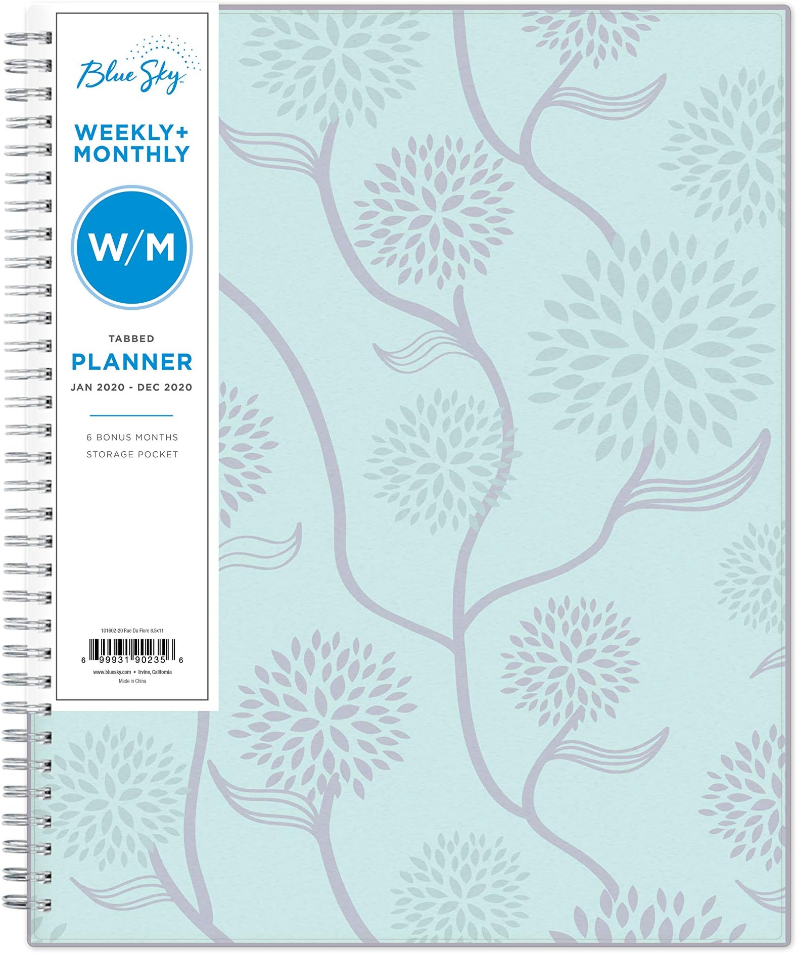 Blue Sky 2020 Weekly & Monthly Planner, Frosted Flexible Cover, Twin-Wire Binding, 8.5" x 11", Rue Du Flore