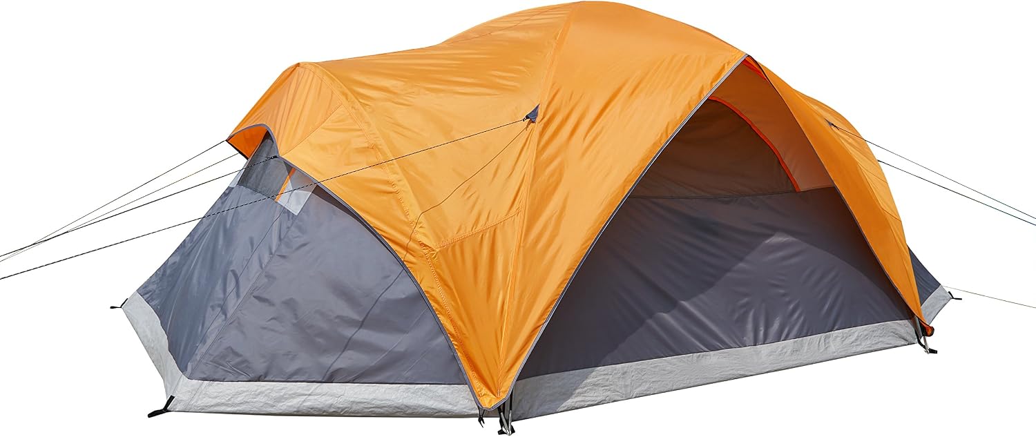 Amazon Basics Dome Camping Tent with Rainfly and Carry Bag, 3-Season Waterproof Easy Set-Up Tent, 8 Person, Orange/Grey - Image 3