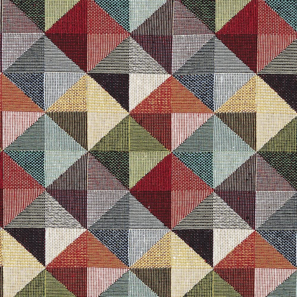 Kt KILOtela - Upholstery Fabric, Jacquard Gobelin, Upholstering Furniture, Headboards, Accent Pillows, Handbags, Tote Bags, 100 cm length x 280 cm width, Triangles, Big, Multicolor, Black ─ 1 metre — image 1
