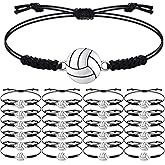 Jadive 20 Pieces Volleyball Charm Bracelets Bulk Volleyball Team Gifts Adjustable Christmas Sport Jewelry for Women Men Coach Decorations