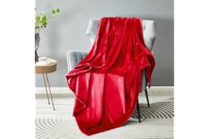 DREAMNINE Extra Soft Fuzzy Fleece Throw Blanket for Couch Sofa Chair 50" x 60", Decorative Solid Lightweight Fluffy Velvet Blanket, Cozy Accent Shaggy Plush Warm Flannel Blanket for Winter Bedroom,Red