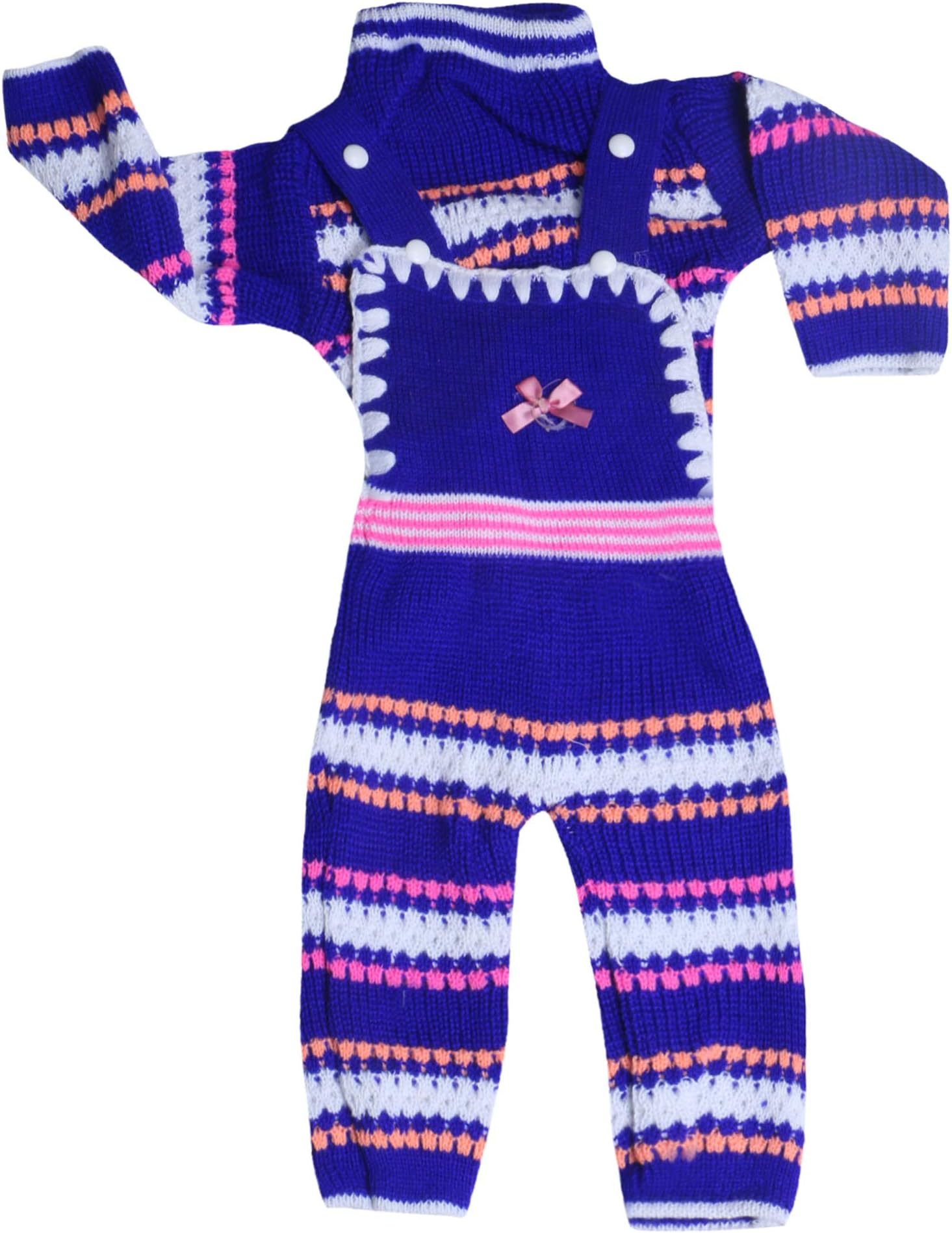 Rebizo New Born Baby Girl's Woollen Jumpsuit ( Multicolor , 3-6 Month , Blue )
