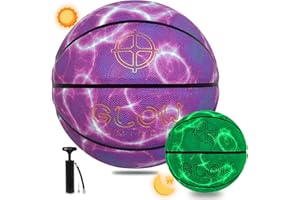 KUYOTQ Glow in The Dark Glowing Basketball Composite Leather Luminous Size 7 Basketball 29.5" Gift for Men Women in&Outdoor Night Game(Deflated)