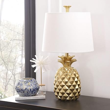 Gold Pineapple Table Lamp Tropic Light Modern White Decor Metal
