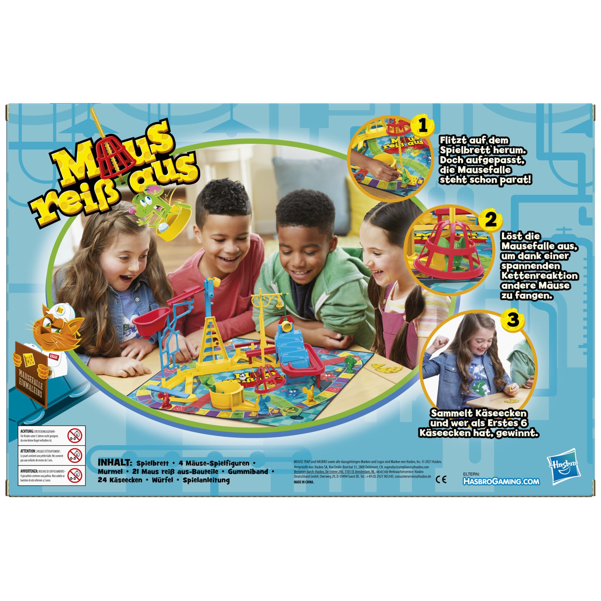 Maus reiß aus, Familienspiel für 2 bis 4 Spieler, klassischer Mulitplayer Brettspiel mit einfachem Spielaufbau für Kinder ab 6 Jahren, brettspiel für die Familie 5