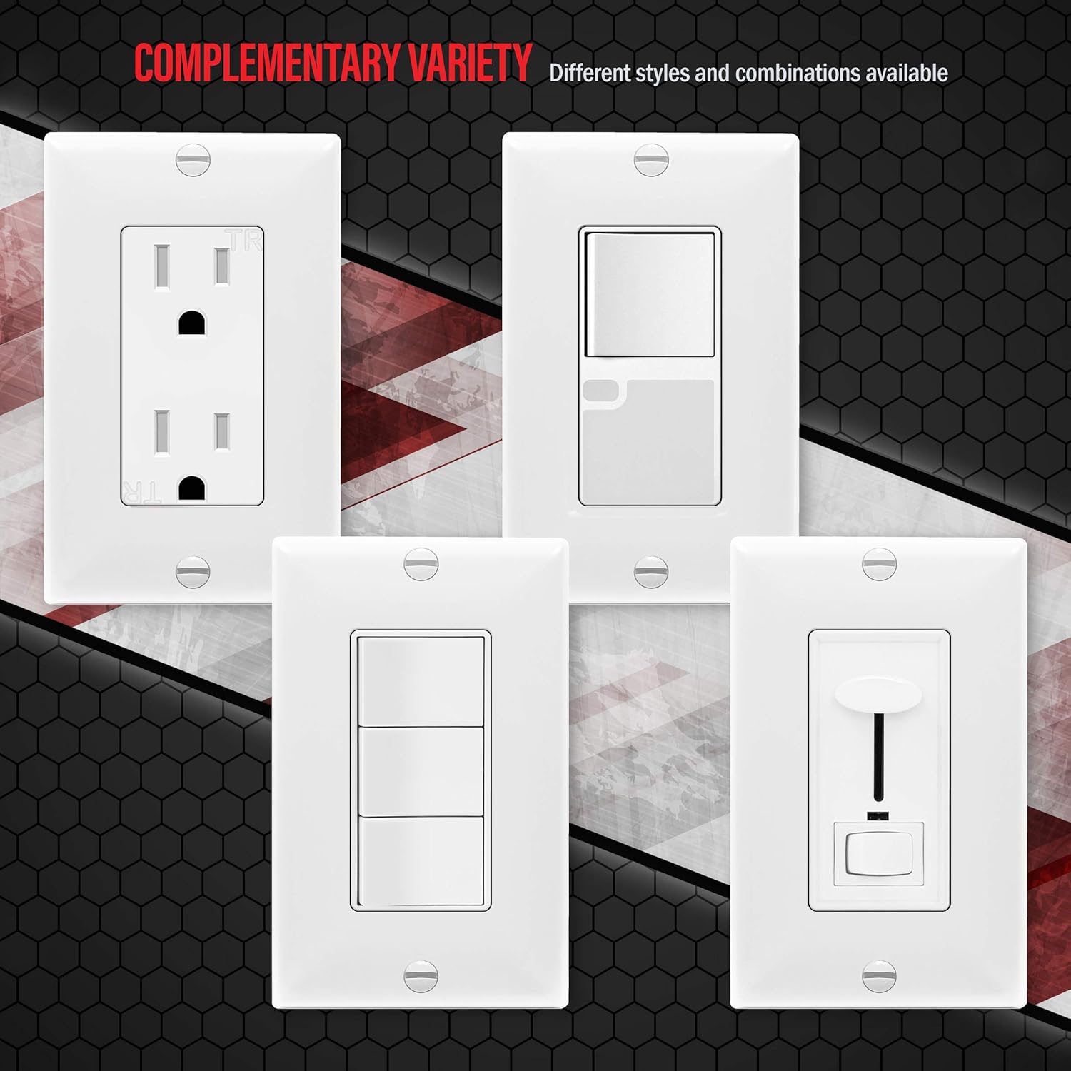 ENERLITES Decorator Light Switch or Receptacle Outlet Wall Plate, Size 1-Gang 4.50" x 2.76", Unbreakable Polycarbonate Thermoplastic, UL Listed, 8831-W, White: Home Improvement