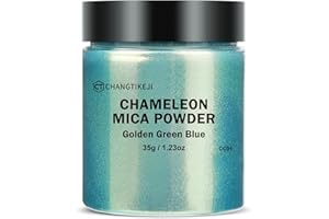 CHANGTIKEJI Chameleon Mica Powder,35g Large Capacity,Golden Green Blue Shift Mica Powder for Epoxy Resin,Saturated Color Shifting Pigment Powder for Oil Painting,Eye Shadow,Car Paint