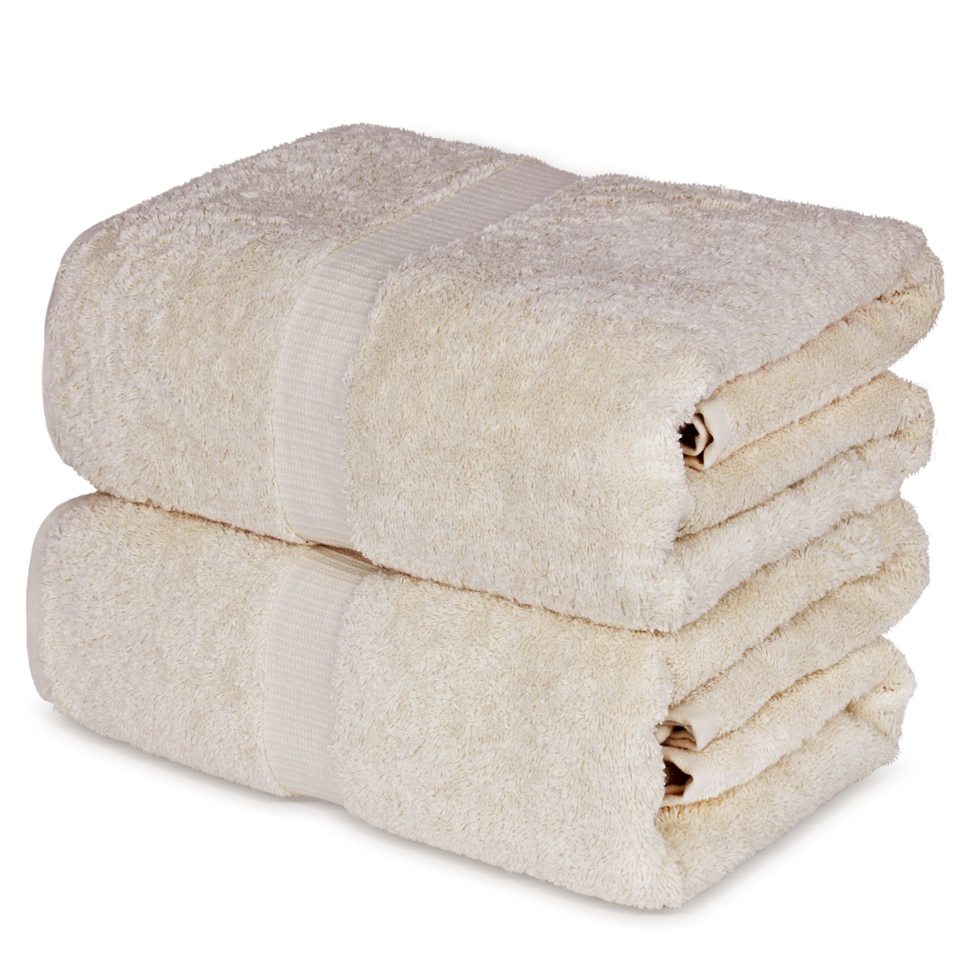 Towel Bazaar 100% Turkish Cotton Bath Sheets, 700 GSM, 35 x 70 Inch, Eco-Friendly (2 Pack, Cream)…