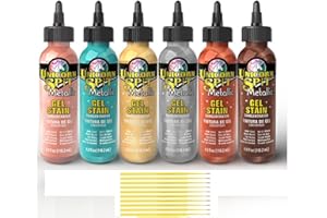 Unicorn SPiT Gel and Glaze Stain Metallic Collection: 6, 4oz. Bottles with 10 Trebbies Detail Sticks (Aphrodite, Zeus, Hephaestus, Poseidon, Mercury, Athena)