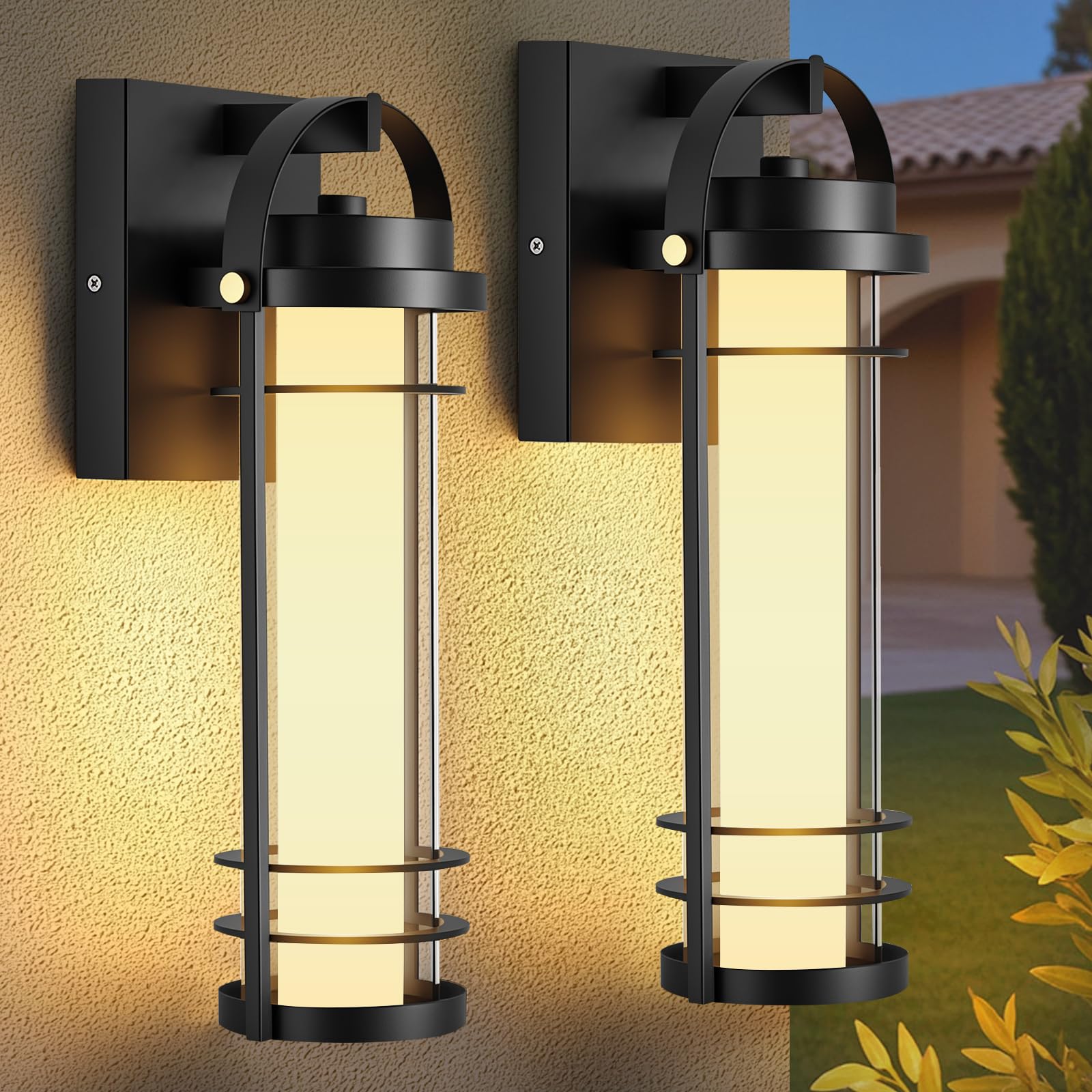 Photo 1 of RIDALUX Outdoor Wall Lantern, Dimmable Wall Lights Fixture with 5 Color Temperatures, 15" Modern LED Sconce Waterproof Porch Lighting with Clear Glass for House Garage Doorway Patio, 2Packs