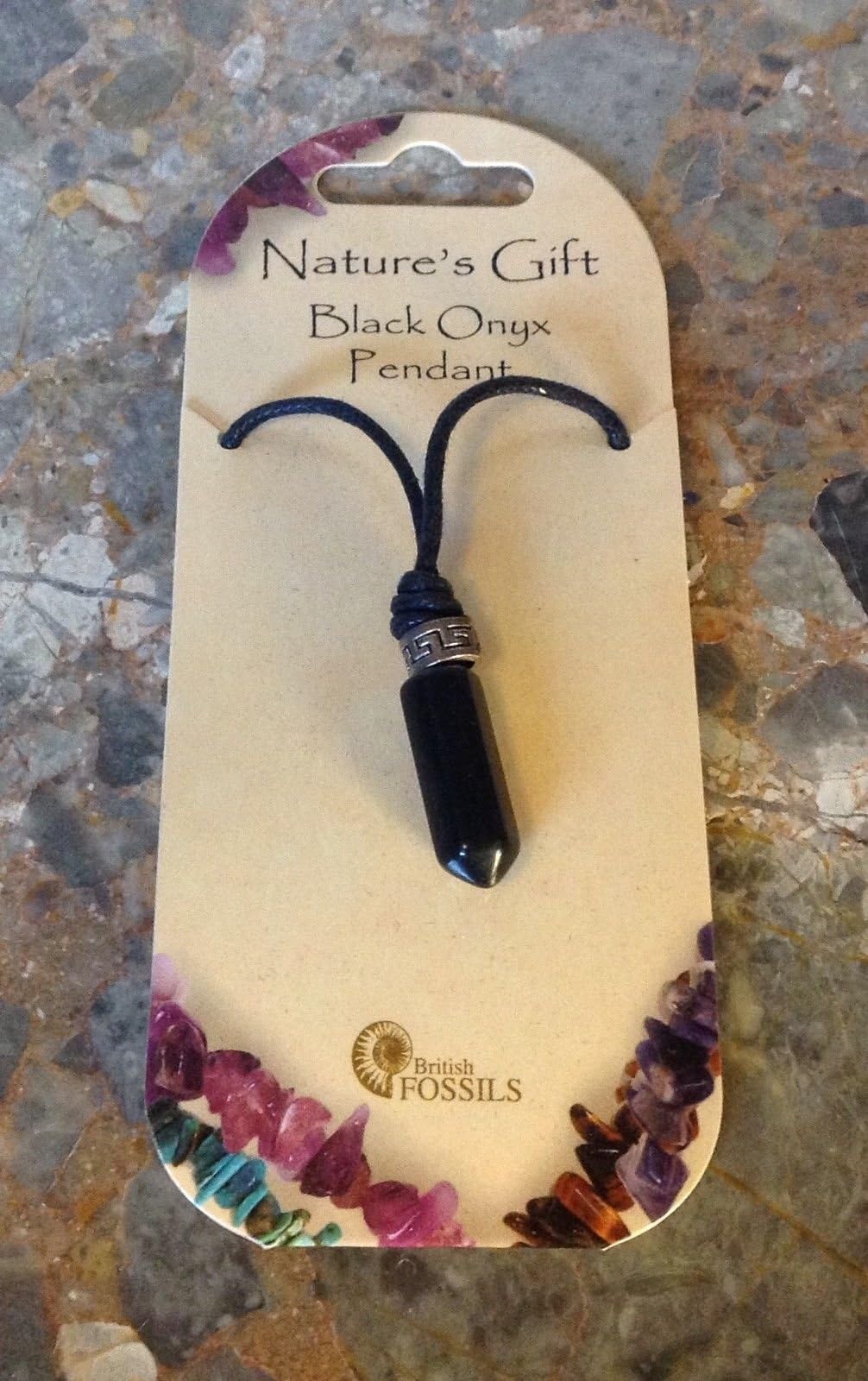 Natures Gift Black Onyx Point Gemstone Pendant Necklace