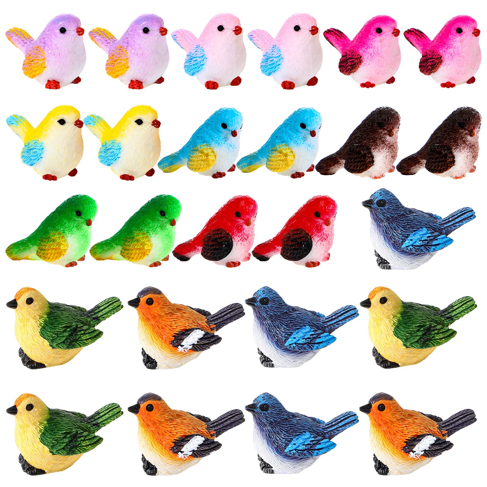 Photo 1 of Unittype 25 Pcs Miniature Bird Figurines Animal Figurines Tiny Mini Resin Birds Statues Animal Model for Garden Micro Landscape Home Terrarium Crafts Decorations