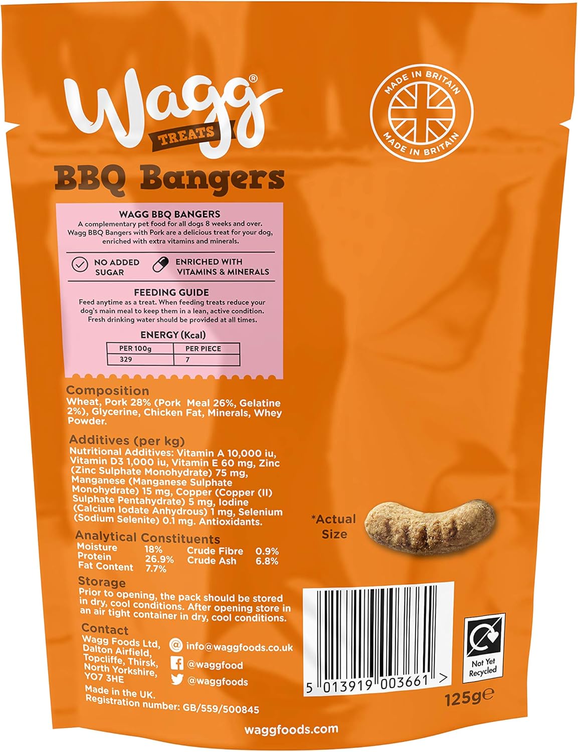 Wagg BBQ Bangers Pork Sausages Dog Treats 125g (Pack of 7) - Oven Baked, Brown, 875 g (Pack of 1) - Image 5