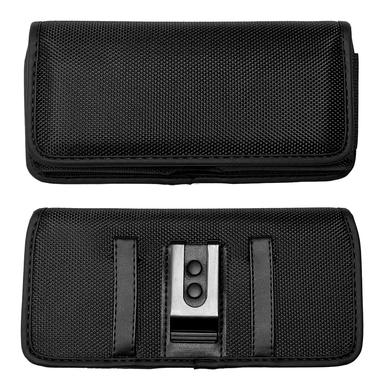 Photo 1 of Eaglecell Nylon Cellphone Holster for Samsung Galaxy A32 A33 A53 A54, S22+, S23 FE, iPhone 11 Pro Max, XS Max, TCL ION X ION V - Horizontal Case Canvas Waist Carrying Pouch with Belt Clip/Loops, Black