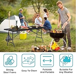 VECELO 6Ft Plastic Folding Table, Indoor Outdoor
