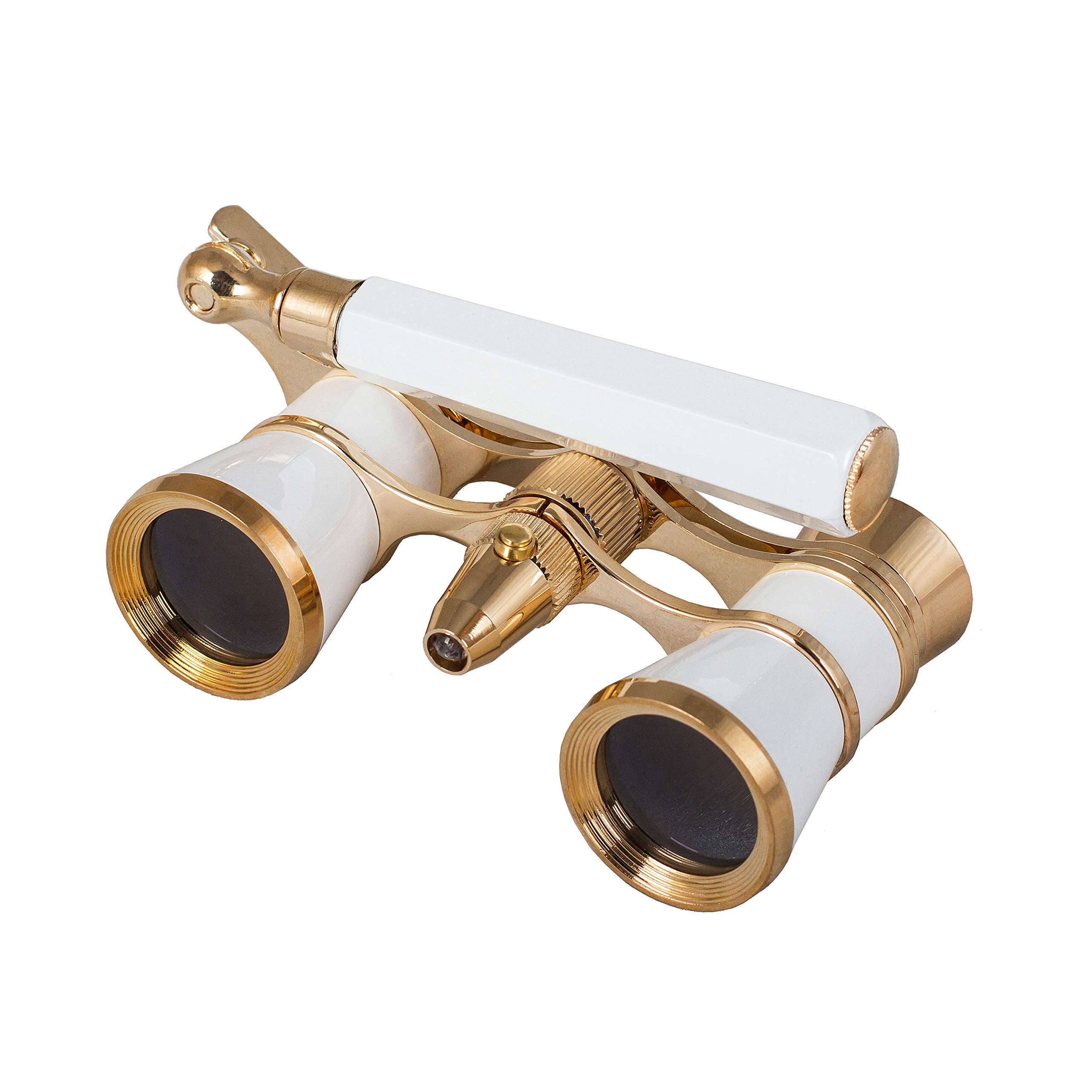 Levenhuk Broadway 325N Opera Glasses (White Theater Binoculars with LED Light and Extendable Handle)