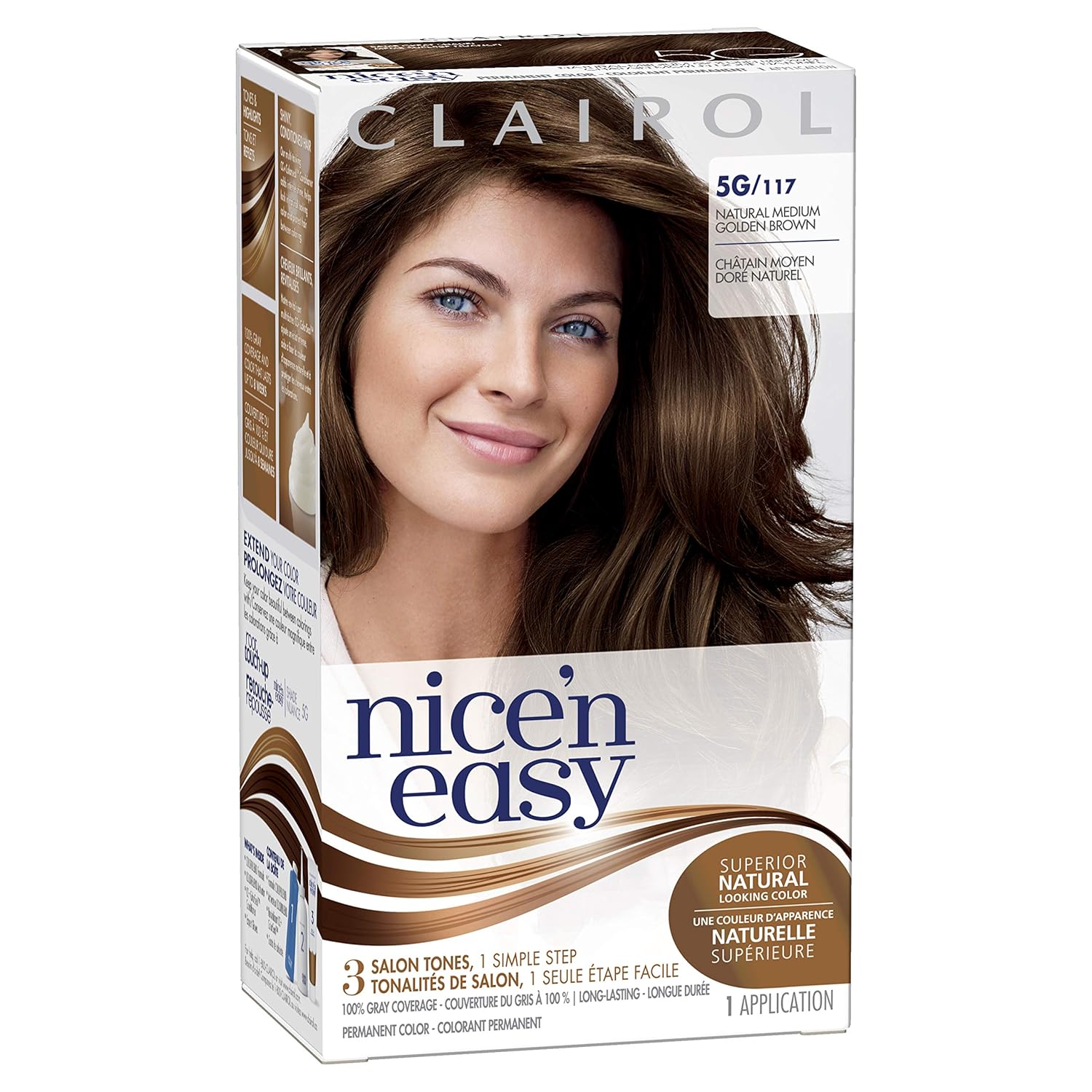 Clairol Nice'n Easy Original Permanent Hair Color, 5G Medium Golden Brown, 3 Count : Chemical Hair Dyes : Beauty