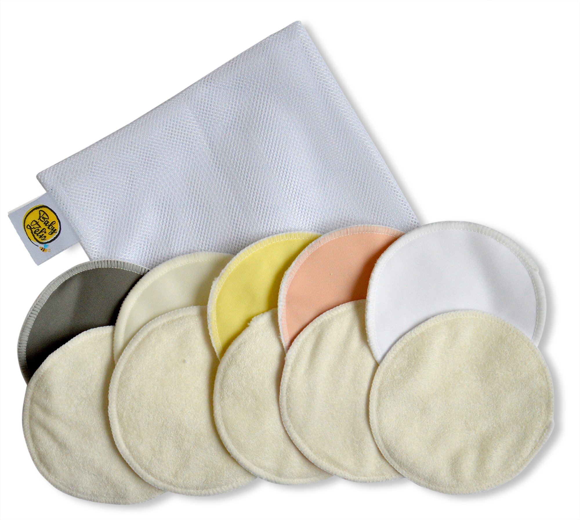 Organic Bamboo Nursing Pads (10 Pack) for Night Protection with Laundry