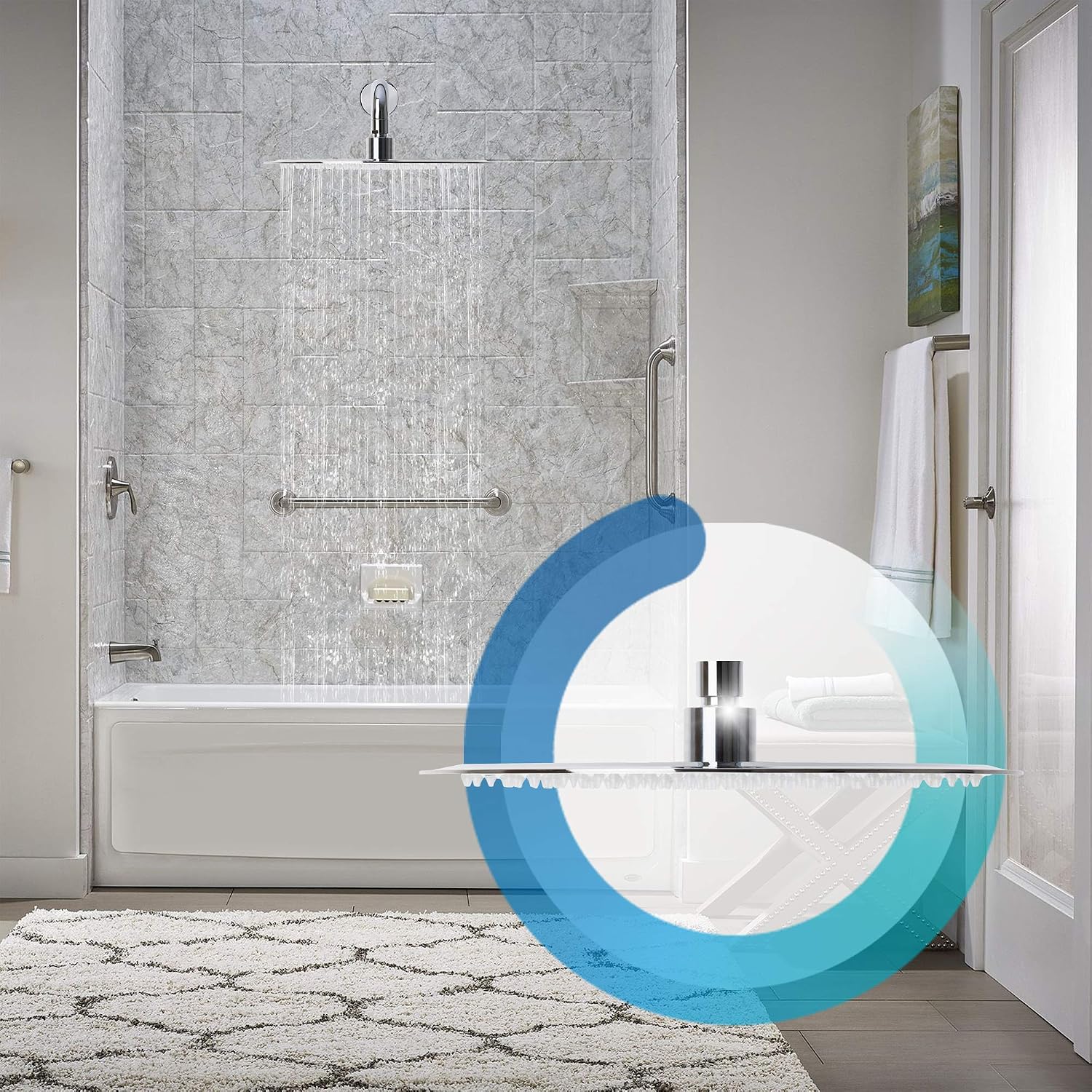 12 inch Ultra Thin Shower Head with self-Cleaning Soft Silicone Nozzles, SUS304