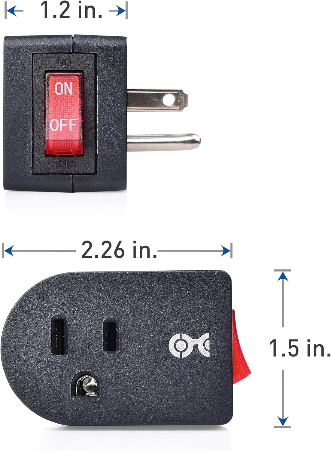 Cable Matters 3 Pack Grounded Outlet with ON Off Switch, Single Outlet with Switch - - 