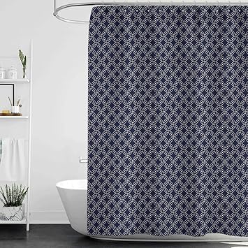 Amazon Com Shower Curtains Track Navy Blue Abstract Geometric
