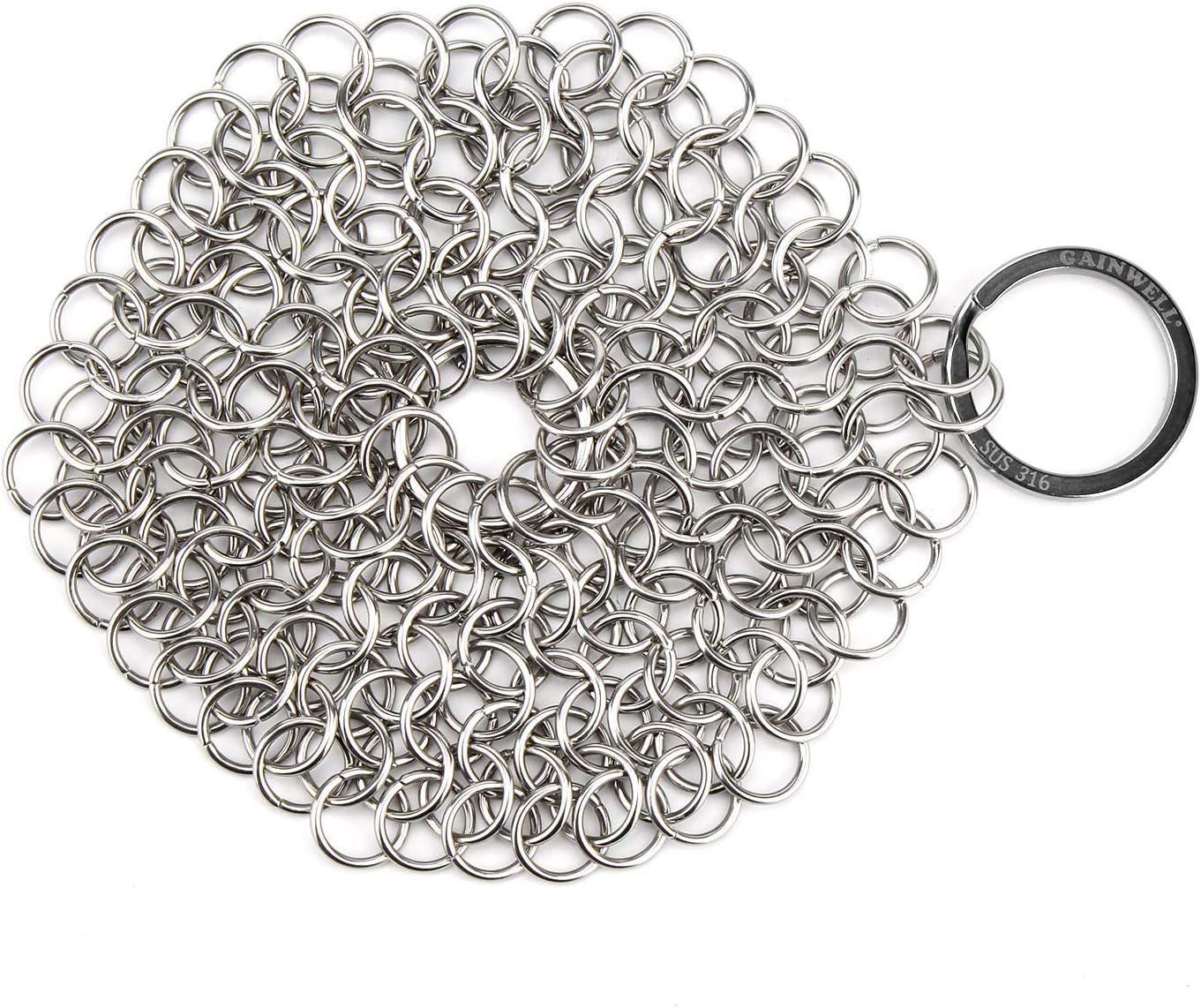 GAINWELL Stainless Steel Chainmail Scrubber Steel Cast Iron Cleaner 4in