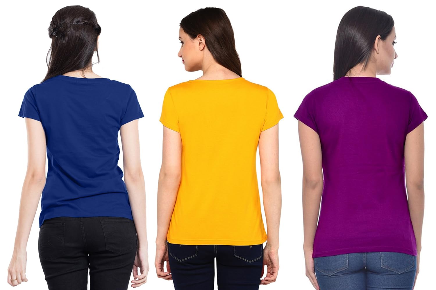 modish women's round neck cap sleeve printed cotton t-shirts combo of 3 t-shirts